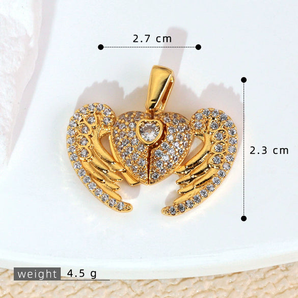 Wholesale Jewelry Copper Engraved Animal Zodiac Wings Clavicle Necklace Pendant Set With Diamonds Women's Fashion Accessories