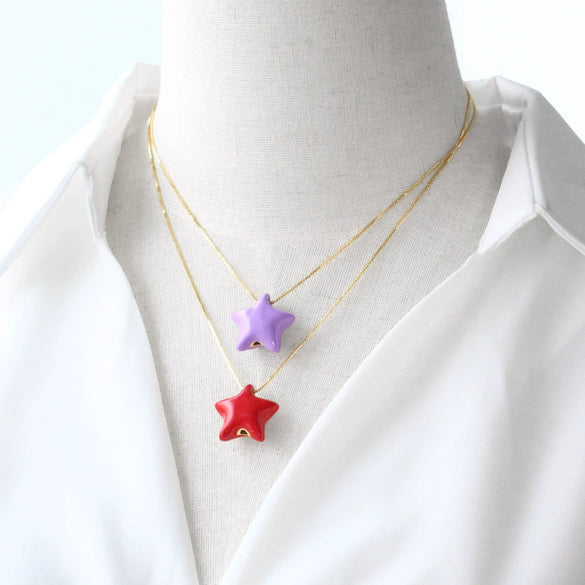 Wholesale Jewelry Copper Fivepointed Star Geometric Pendant Necklace With O Word Chain