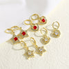 Wholesale Jewelry Copper Fivepointed Star Heart Pendant Earrings Electroplating