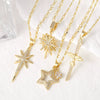 Wholesale Jewelry Copper Fivepointed Star Pendant Necklace With Zircon Electroplating For Women