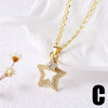 Wholesale Jewelry Copper Fivepointed Star Pendant Necklace With Zircon Electroplating For Women