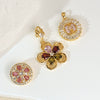 Wholesale Jewelry Copper Flower And Leaf Micropaved Pendant For Women