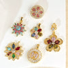 Wholesale Jewelry Copper Flower And Leaf Micropaved Pendant For Women