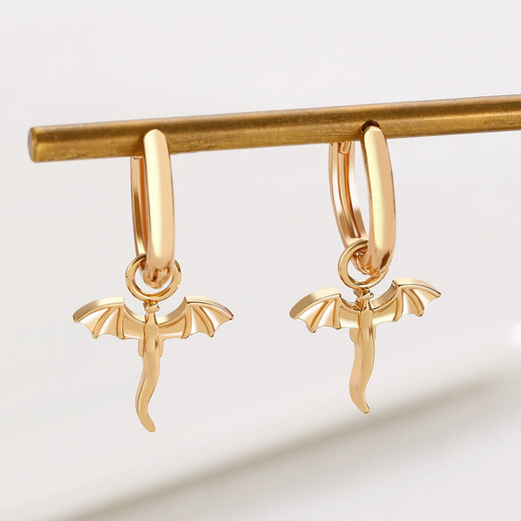 Wholesale Jewelry Copper Flying Dragon Animal Zodiac Electroplated Earrings For Women
