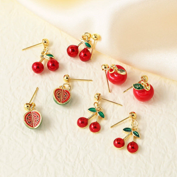Wholesale Jewelry Copper Fruit Geometric Pendant Earrings For Women With Electroplating