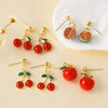 Wholesale Jewelry Copper Fruit Geometric Pendant Earrings For Women With Electroplating