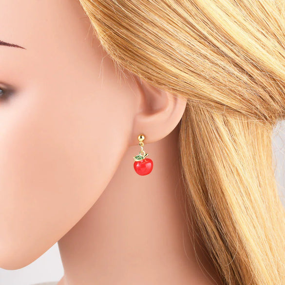 Wholesale Jewelry Copper Fruit Geometric Pendant Earrings For Women With Electroplating
