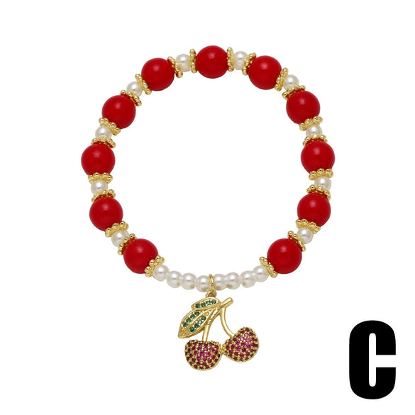 Wholesale Jewelry Copper Fruit Pattern Pendant Bracelet With Electroplating