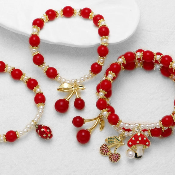 Wholesale Jewelry Copper Fruit Pattern Pendant Bracelet With Electroplating