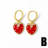 Wholesale Jewelry Copper Fruit Strawberry Cherry Goldplated Electroplated Unisex Earrings