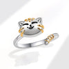 Wholesale Jewelry Copper Geometric Animal Cat Rotating Open Ring Electroplating For Women