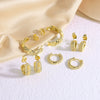 Wholesale Jewelry Copper Geometric Asymmetrical Earrings Electroplated With Real Gold And Full Zircon