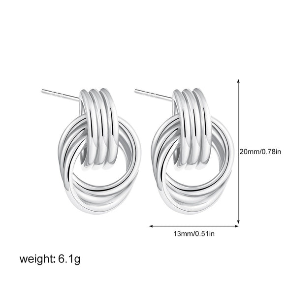 Wholesale Jewelry Copper Geometric Chic Style Electroplating Double Ring Coil Winding Earrings