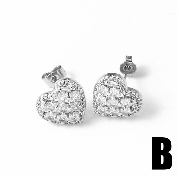Wholesale Jewelry Copper Geometric Cross Heart Pendant Earrings Electroplating Simple Style