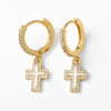 Wholesale Jewelry Copper Geometric Cross Pendant Earrings Electroplated For Women