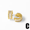 Wholesale Jewelry Copper Geometric Doublelayer Pierced Ear Bone Clip Earrings Unisex Electroplated