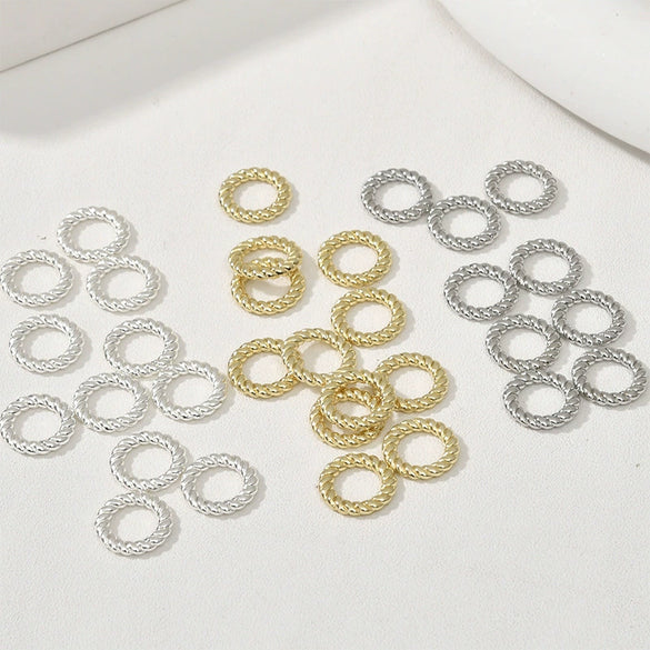 Wholesale Jewelry Copper Geometric Electroplated Closed Twist Circle Spacer Connection Ring Beaded Material For Bracelet Necklace Earrings