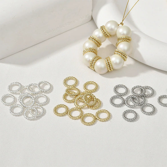 Wholesale Jewelry Copper Geometric Electroplated Closed Twist Circle Spacer Connection Ring Beaded Material For Bracelet Necklace Earrings