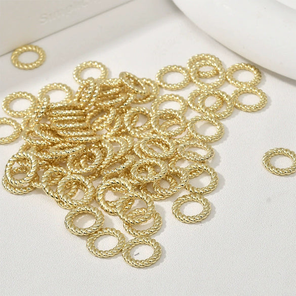 Wholesale Jewelry Copper Geometric Electroplated Closed Twist Circle Spacer Connection Ring Beaded Material For Bracelet Necklace Earrings