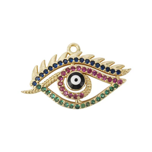 Wholesale Jewelry Copper Geometric Eyes Pendant Clavicle Chain With Oil Enamel And Electroplating