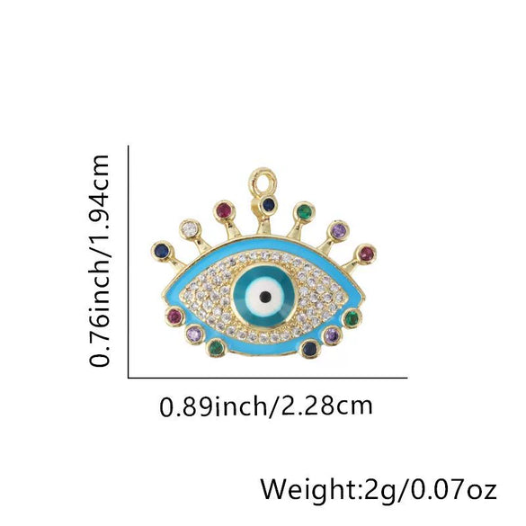 Wholesale Jewelry Copper Geometric Eyes Pendant Clavicle Chain With Oil Enamel And Electroplating
