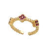 Wholesale Jewelry Copper Geometric Flower Open Ring Electroplated Inlaid Colorful Zircon For Women Minimalist Style