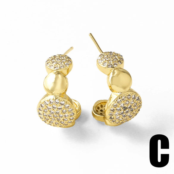 Wholesale Jewelry Copper Geometric Goldplated Asymmetrical Earrings