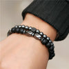 Wholesale Jewelry Copper Geometric Handmade Lava Stone Mixed Crown Elastic Bracelet Suit
