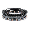 Wholesale Jewelry Copper Geometric Handmade Lava Stone Mixed Crown Elastic Bracelet Suit