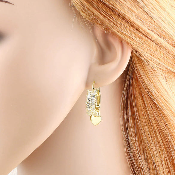 Wholesale Jewelry Copper Geometric Heart Earrings With Electroplating