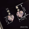 Wholesale Jewelry Copper Geometric Heart Shape Inlaid With Zircon Women's Earrings