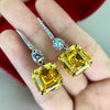 Wholesale Jewelry Copper Geometric Ice Flower Yellow Diamond Microencrusted Zircon Ear Hooks Earrings