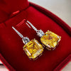 Wholesale Jewelry Copper Geometric Ice Flower Yellow Diamond Microencrusted Zircon Ear Hooks Earrings