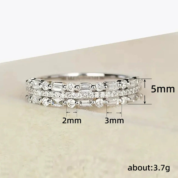 Wholesale Jewelry Copper Geometric Inlaid Zircon Multilayer Ring