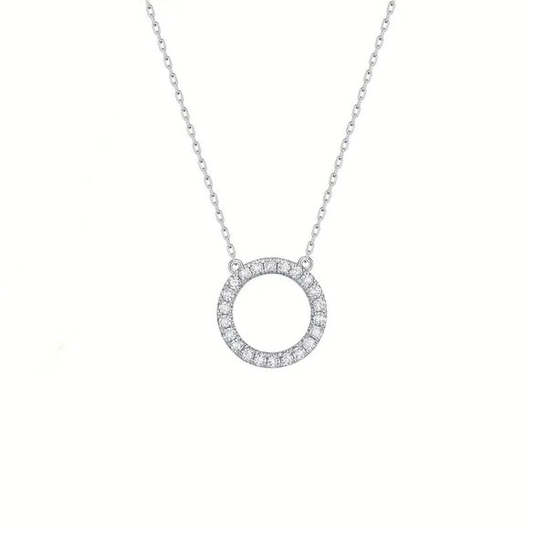 Wholesale Jewelry Copper Geometric Mixed Gemstone Setting Zirconia O Word Chain Women's Simple Minimalist Necklace