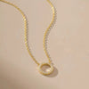 Wholesale Jewelry Copper Geometric Mixed Gemstone Setting Zirconia O Word Chain Women's Simple Minimalist Necklace