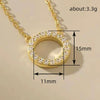Wholesale Jewelry Copper Geometric Mixed Gemstone Setting Zirconia O Word Chain Women's Simple Minimalist Necklace