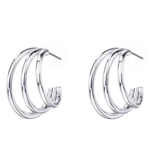 Wholesale Jewelry Copper Geometric Multi Layer Line Minimalist Women's Earrings