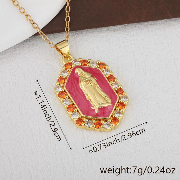 Wholesale Jewelry Copper Geometric Oil Dropping Pendant Necklace