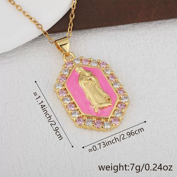 Wholesale Jewelry Copper Geometric Oil Dropping Pendant Necklace