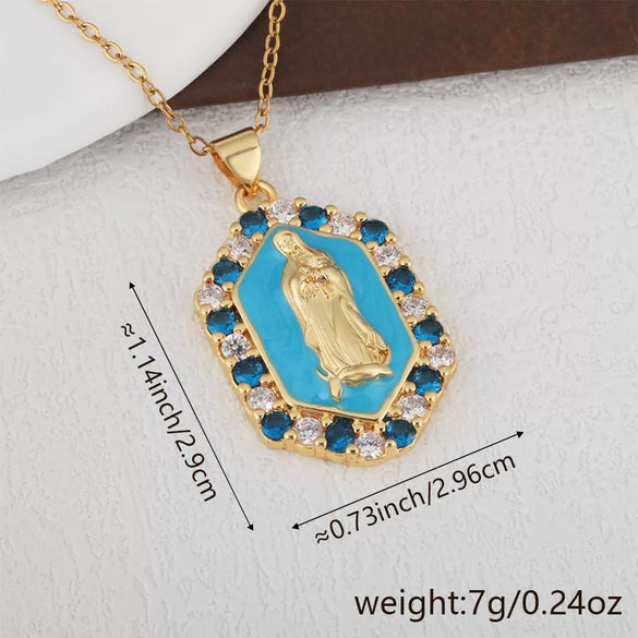 Wholesale Jewelry Copper Geometric Oil Dropping Pendant Necklace