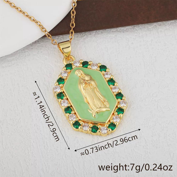Wholesale Jewelry Copper Geometric Oil Dropping Pendant Necklace