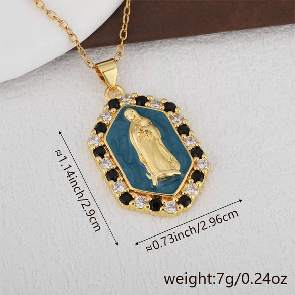 Wholesale Jewelry Copper Geometric Oil Dropping Pendant Necklace