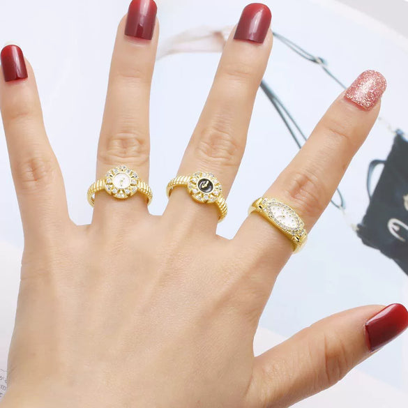 Wholesale Jewelry Copper Geometric Open Ring 18K Gold Plated