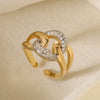 Wholesale Jewelry Copper Geometric Open Ring Microsetting For Women