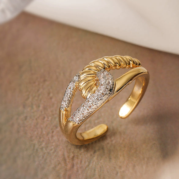 Wholesale Jewelry Copper Geometric Open Ring Microsetting For Women