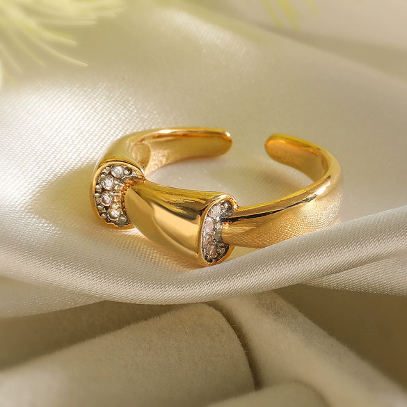 Wholesale Jewelry Copper Geometric Open Ring Microsetting For Women