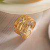Wholesale Jewelry Copper Geometric Open Ring Microsetting For Women