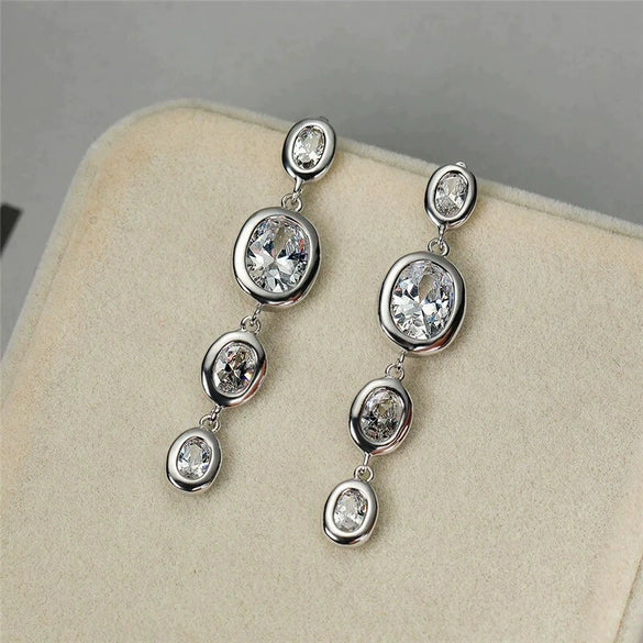 Wholesale Jewelry Copper Geometric Oval Tassel Earrings For Women