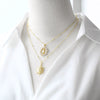 Wholesale Jewelry Copper Geometric Pendant Necklace With O Word Chain And Electroplating
